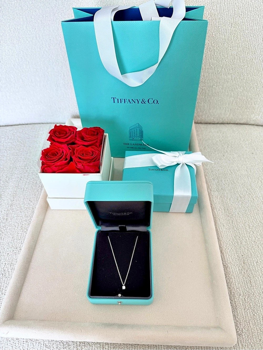 Tiffany & Co. Solitaire Diamond Pendant Necklace Platinum 0.17 CT 16” $1,500